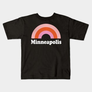 Minneapolis, Minnesota - MN Retro Rainbow and Text Kids T-Shirt